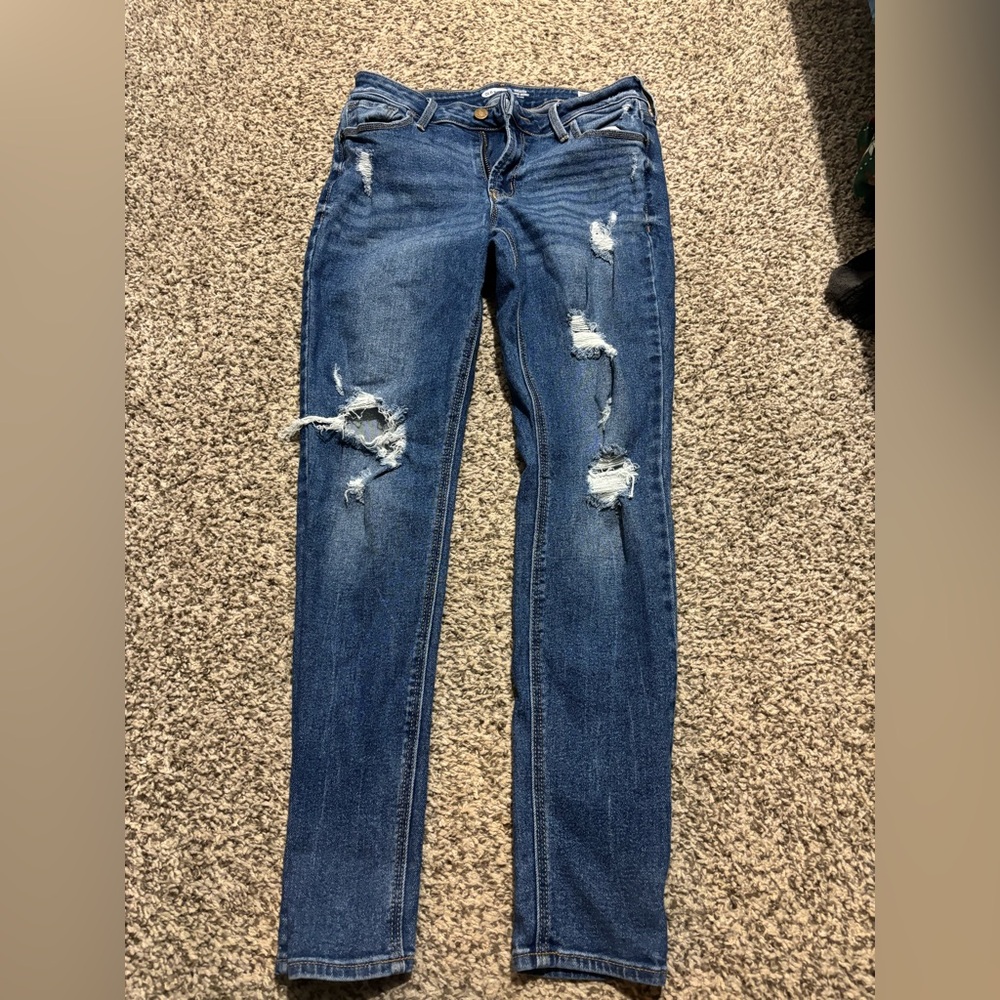 Old Navy Women's Distressed Skinny Jeans - Blue